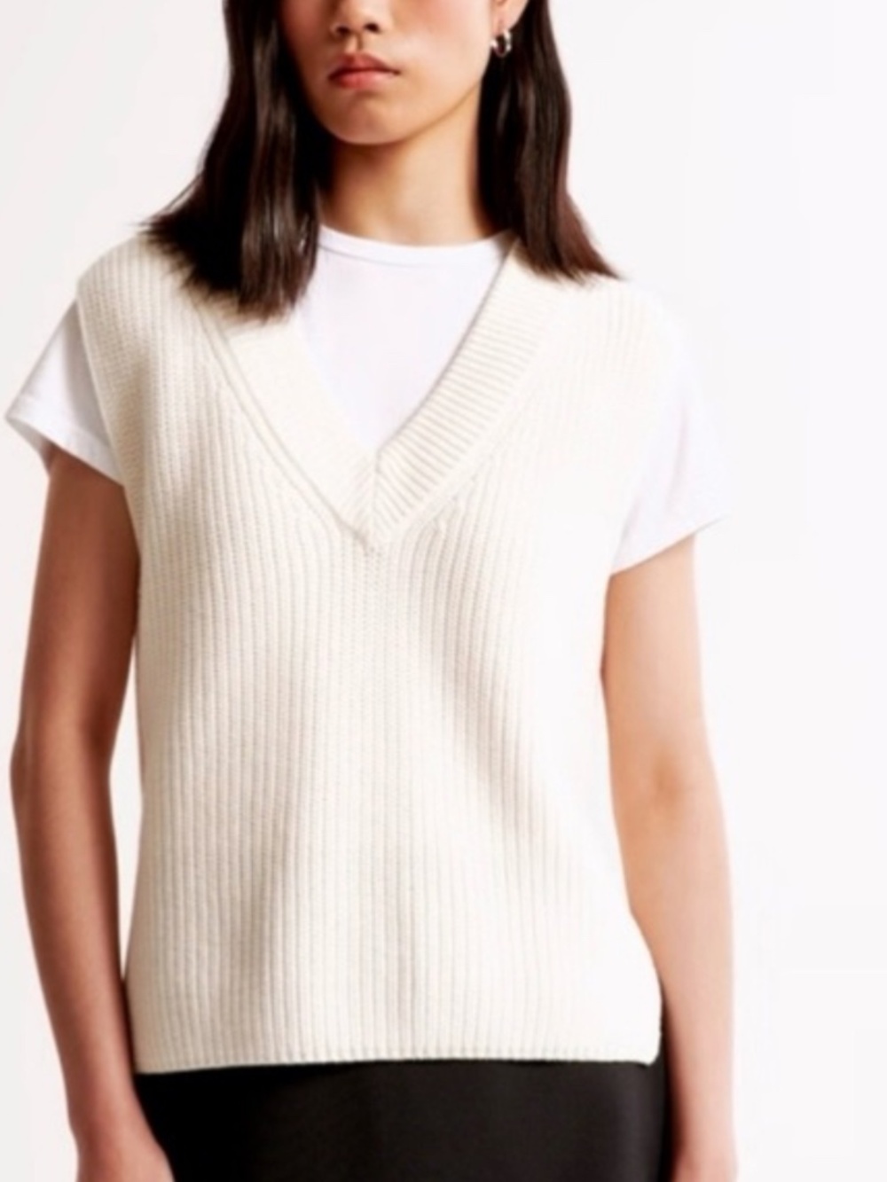 Abercrombie Oversized White Sweater Vest